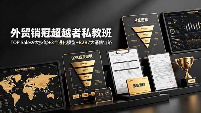 （19156期）外贸销冠超越者私教班：TOP Sales9大技能+3个进化模型+B2B7大销售链路，系统进阶-点子口袋网