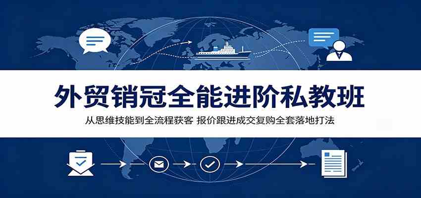 外贸销冠全能进阶私教班：从思维技能到全流程获客，报价跟进成交复购全套落地打法-点子口袋网