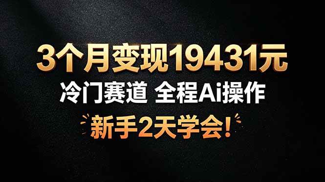 （19096期）3个月变现19431元，冷门赛道 全程Ai操作，新手2天学会！-点子口袋网