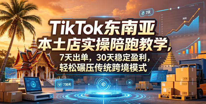 TikTok东南亚本土店实操陪跑教学，7天出单，30天稳定盈利，轻松碾压传统跨境模式-点子口袋网