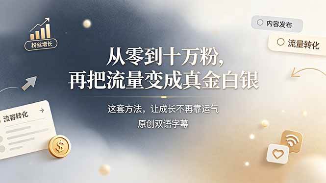 （19198期）从零到十万粉，再把流量变成真金白银——这套方法，让成长不再靠运气【原创双语字幕】-点子口袋网