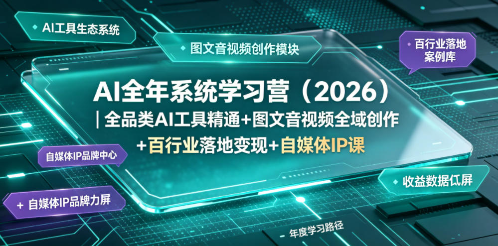 AI全年系统学习营（2026）｜全品类AI工具精通+图文音视频全域创作+百行业落地变现+自媒体IP打造年度进阶大课-点子口袋网