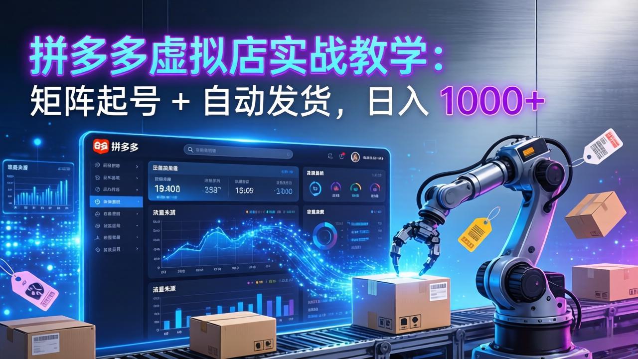 拼多多虚拟店实战教学：矩阵起号 + 自动发货，日入 1000+-点子口袋网