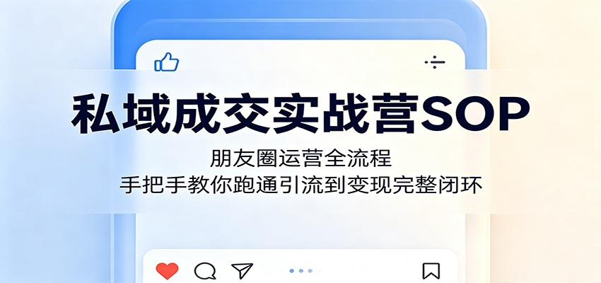 私域成交实战营SOP：朋友圈运营全流程，手把手教你跑通引流到变现完整闭环-点子口袋网