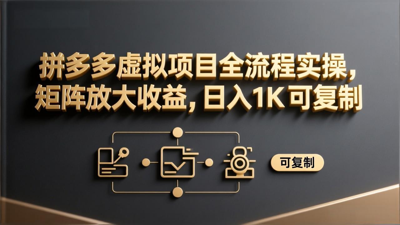 拼多多虚拟项目全流程实操，矩阵放大收益，日入 1K 可复制-点子口袋网