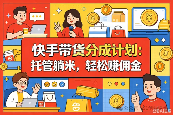 7月新项目——快手带货分成计划：托管躺米，轻松赚佣金，社裙兔费橡木-点子口袋网