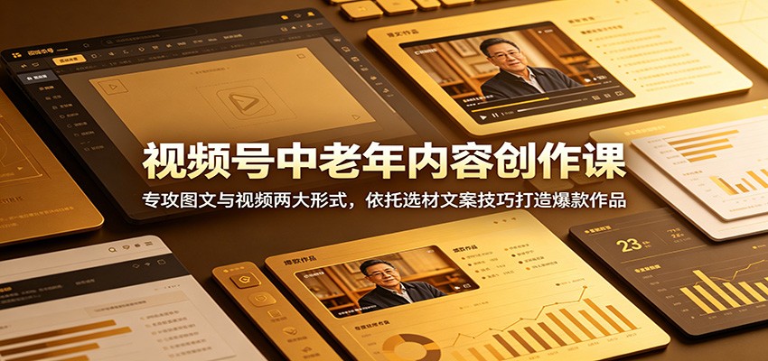 视频号中老年内容创作课：专攻图文与视频两大形式，依托选材文案技巧打造爆款作品-点子口袋网