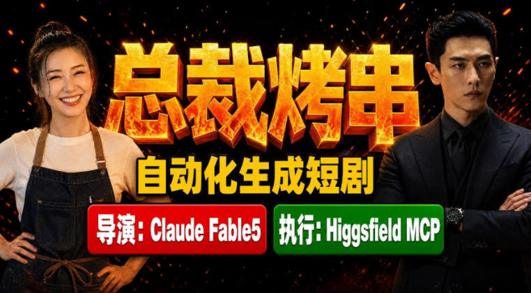 Claude Fable5担任导演+Higgsfield MCP落地执行｜《总裁烤串》真人质感短剧全自动AI生成全流程教学-点子口袋网