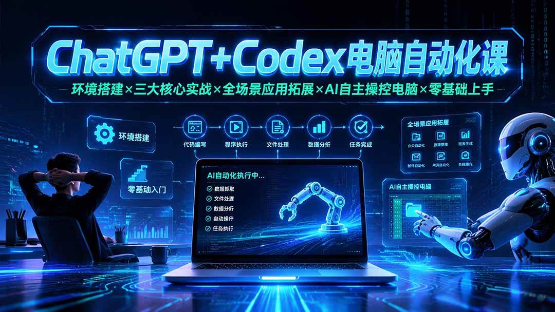 （19583期）ChatGPT+Codex电脑自动化课：环境搭建&times;三大核心实战&times;全场景应用拓展&times;AI自主操控电脑&times;零基础上手