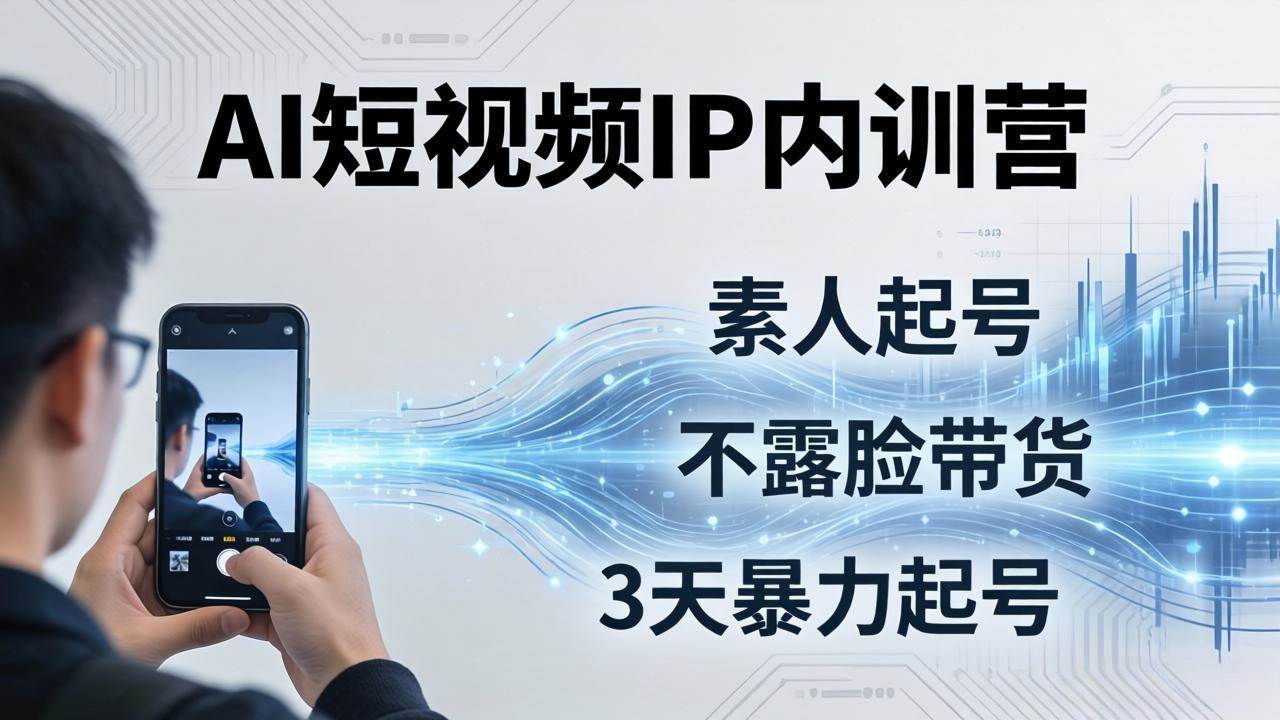 （19208期）2026AI短视频IP内训营-更新：从素人起号到不露脸带货，3天暴力起号全流程拆解-点子口袋网
