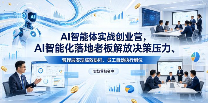 AI智能体实战创业营26年4月23-25号线下课，AI智能化落地老板解放决策压力、管理层实现高效协同、员工自动执行到位-点子口袋网