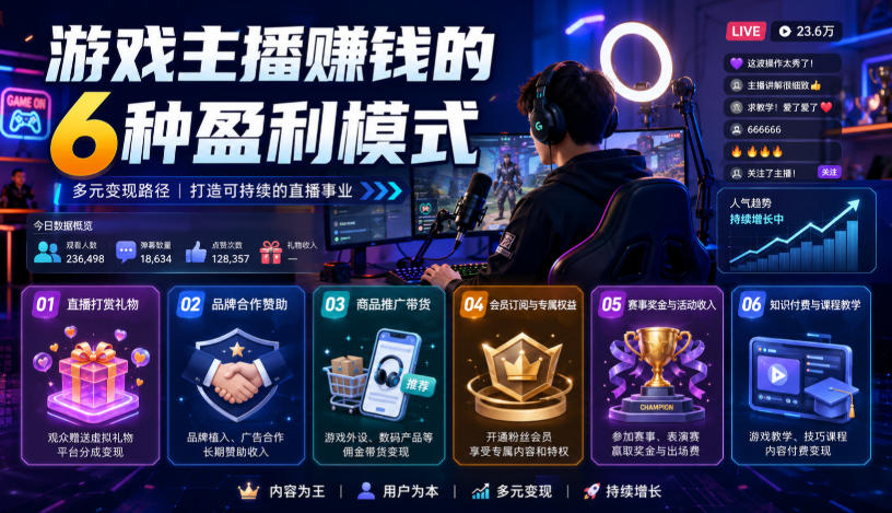 付费文章：游戏主播賺钱的6种盈利模式-点子口袋网