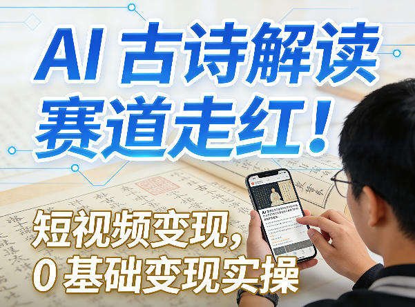 AI古诗解读赛道走红！短视频变现，0基础变现实操-点子口袋网