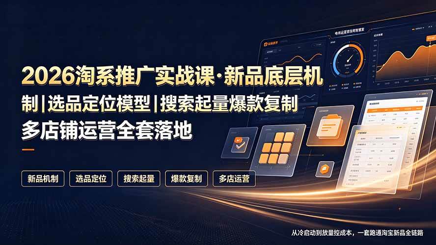 （19272期）2026淘系推广实战课·新品底层机制｜选品定位模型｜搜索起量爆款复制多店铺运营全套落地教程-点子口袋网