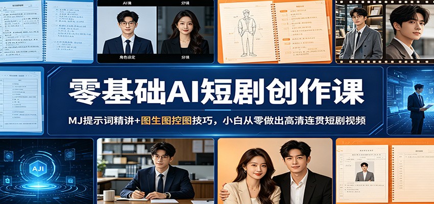 零基础AI短剧创作课：MJ提示词精讲+图生图控图技巧，小白从零做出高清连贯短剧视频-点子口袋网