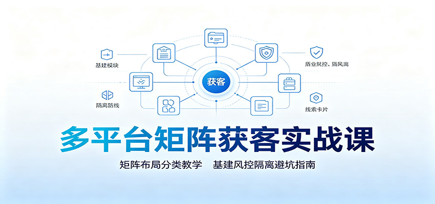 多平台矩阵获客实战课：矩阵布局分类教学，基建风控隔离避坑指南-点子口袋网