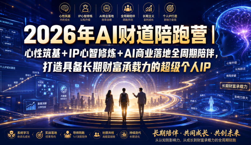 2026年AI财道陪跑营｜心性筑基+IP心智修炼+AI商业落地全周期陪伴，打造具备长期财富承载力的超级个人IP-点子口袋网