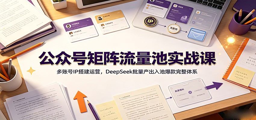 公众号矩阵流量池实战课：多账号IP搭建运营，DeepSeek批量产出入池爆款完整体系-点子口袋网