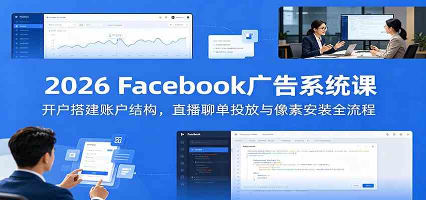 2026 Facebook广告系统课：开户搭建账户结构，直播聊单投放与像素安装全流程-点子口袋网