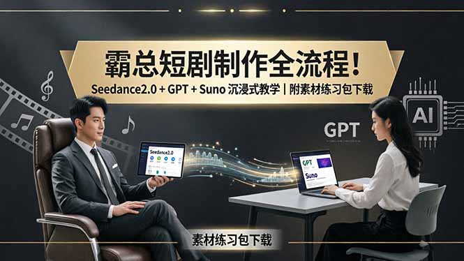 霸总短剧制作全流程！Seedance2.0 + GPT + Suno 沉浸式教学｜附素材练习包下载-点子口袋网