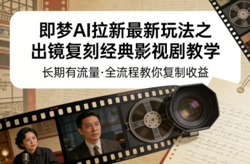 即梦AI拉新最新玩法之出镜复刻经典影视剧教学，长期有流量，全流程教你复制收益-点子口袋网