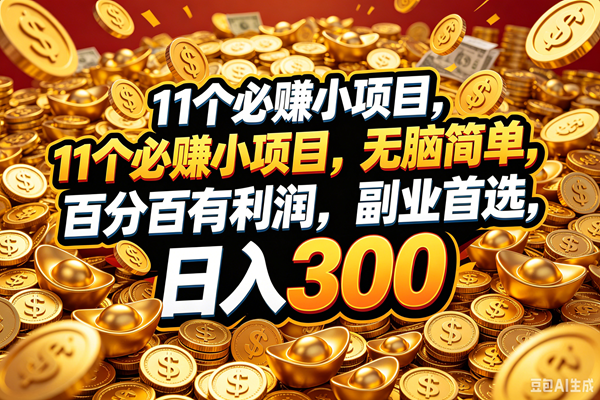 (18756期)11个必赚的小项目,百分百赚元子,无脑简单,副业首选,日入300+ (18756期)11个必赚的小项目,百分百赚元子,无脑简单,副业首选,日入300+