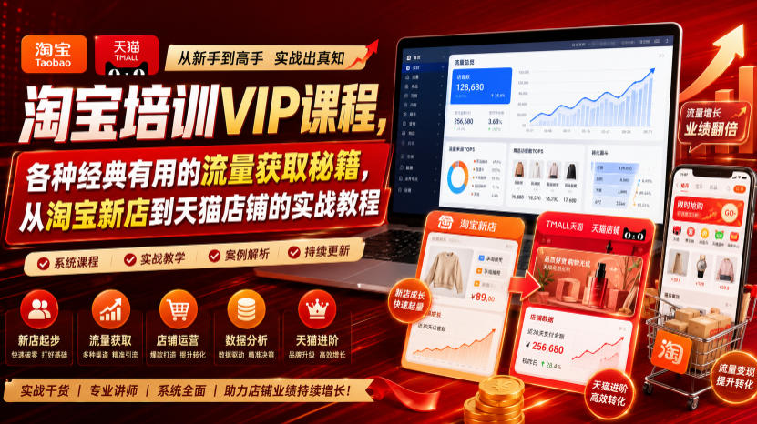 淘宝培训VIP课程，各种经典有用的流量获取秘籍，从淘宝新店到天猫店铺的实战教程（更新7月29日）-点子口袋网