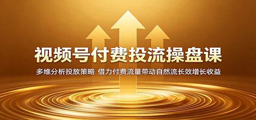 视频号付费投流操盘课：多维分析投放策略，借力付费流量带动自然流长效增长收益-点子口袋网