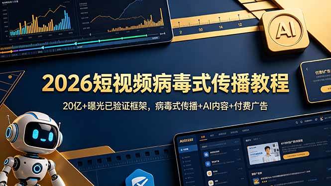 （18986期）2026短视频病毒式传播教程：20亿+曝光已验证框架，病毒式传播+AI内容+付费广告-点子口袋网