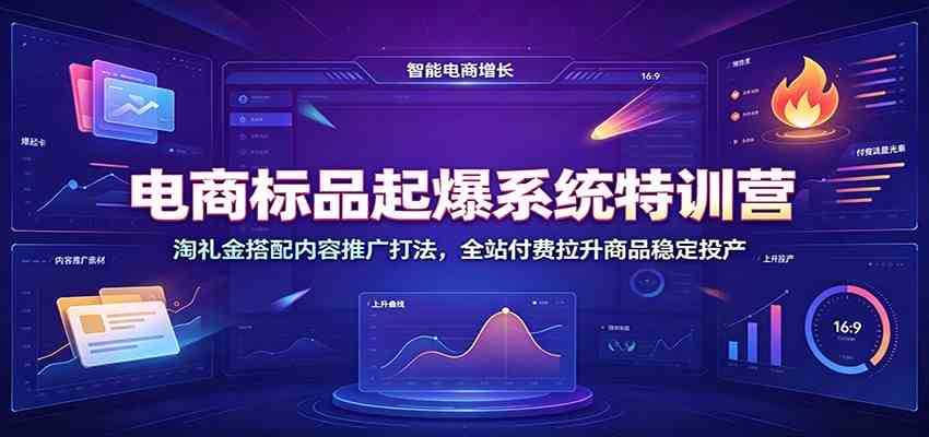 电商标品起爆系统特训营：淘礼金搭配内容推广打法，全站付费拉升商品稳定投产-点子口袋网