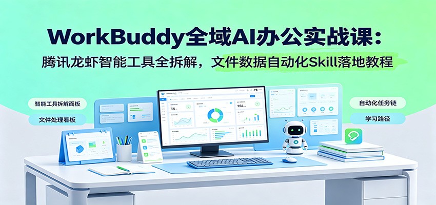 WorkBuddy全域AI办公实战课：腾讯龙虾智能工具全拆解，文件数据自动化Skill落地教程-点子口袋网