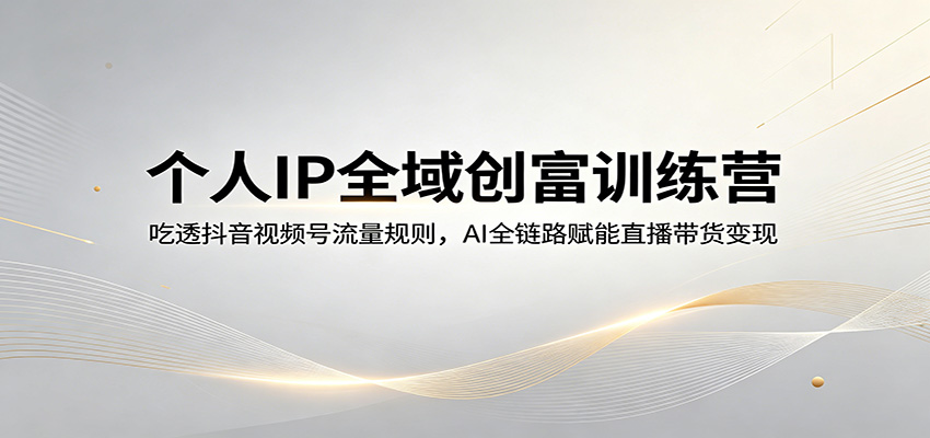 个人IP全域创富训练营：吃透抖音视频号流量规则，AI全链路赋能直播带货变现-点子口袋网