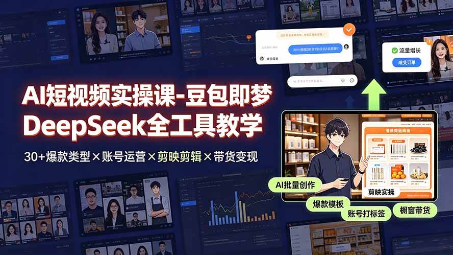 （19261期）AI短视频实操课-豆包即梦DeepSeek全工具教学 | 30+爆款类型×账号运营×剪映剪辑×带货变现。-点子口袋网