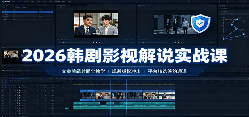 2026韩剧影视解说实战课：文案剪辑封面全教学，规避版权冲击平台精选签约通道-点子口袋网