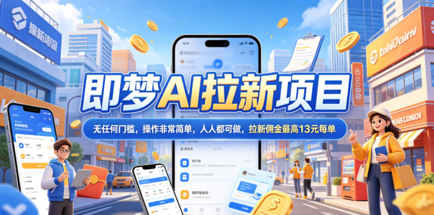 2026年即梦AI拉新项目最新玩法，无任何门槛，操作非常简单，人人都可做，拉新佣金最高13米每单（更新07月25日）-点子口袋网