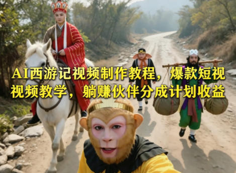 AI西游记视频制作教程，爆款短视频教学，躺賺伙伴分成计划收益-点子口袋网