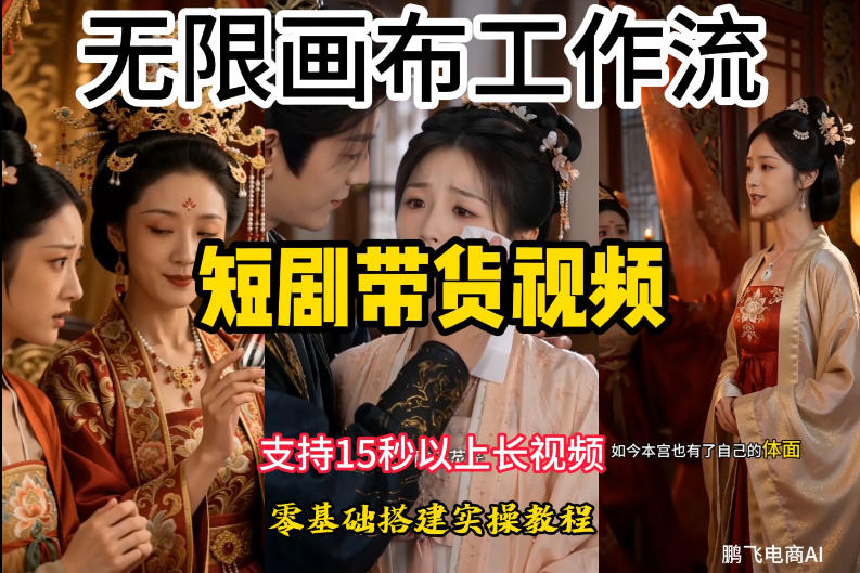 无限画布工作流制作短剧带货视频支持制作15秒以上视频，实操搭建教学，看完教程小白也能轻松搭建-点子口袋网
