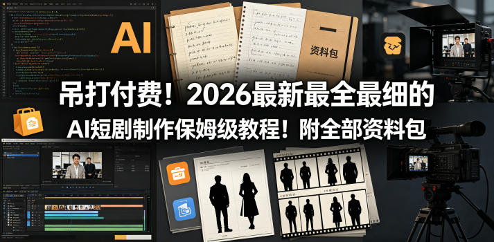 吊打付费！2026最新最全最细的AI短剧制作保姆级教程！附全部资料包-点子口袋网