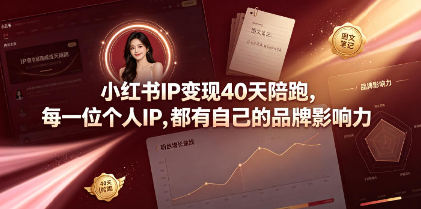 小红书IP变现40天陪跑，每一位个人IP，都有自己的品牌影响力-点子口袋网