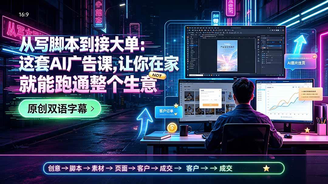 （19318期）从写脚本到接大单：这套AI广告课，让你在家就能跑通整个生意【原创双语字幕】-点子口袋网