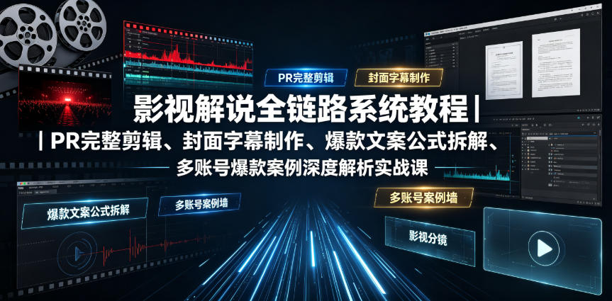 影视解说全链路系统教程｜PR完整剪辑、封面字幕制作、爆款文案公式拆解、多账号爆款案例深度解析实战课-点子口袋网