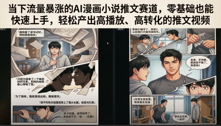 当下流量暴涨的AI漫画小说推文赛道，零基础也能快速上手，轻松产出高播放、高转化的推文视频-点子口袋网