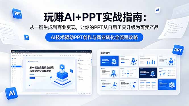 玩赚AI+PPT实战指南-更新5月13：从一键生成到商业变现，让你的PPT从自用工具升级为可卖产品-点子口袋网