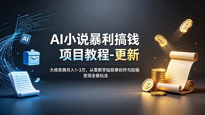 （19030期）AI小说暴利搞钱项目教程-更新，大佬亲测月入1-3万，从零教学短故事创作与投稿变现全套玩法-点子口袋网