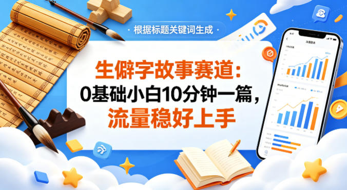 公众号流量主——生僻字故事赛道，流量稳，好上手，0基础小白也能10分钟一篇-点子口袋网