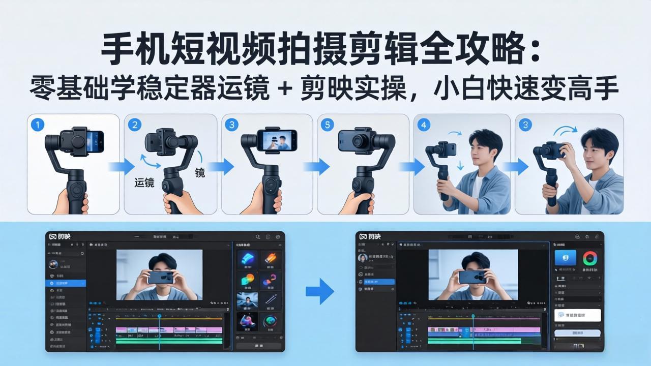 手机短视频拍摄剪辑全攻略：零基础学稳定器运镜 + 剪映实操，小白快速变高手-点子口袋网