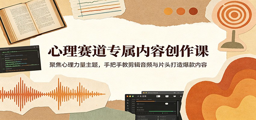 心理赛道专属内容创作课：聚焦心理力量主题，手把手教剪辑音频与片头打造爆款内容-点子口袋网
