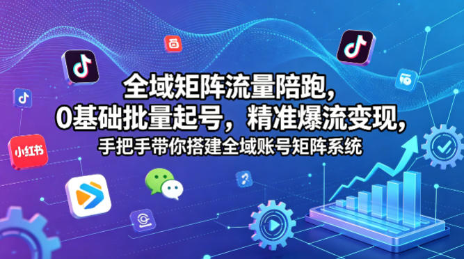 全域矩阵流量陪跑，0基础批量起号，精准爆流变现，手把手带你搭建全域账号矩阵系统-点子口袋网