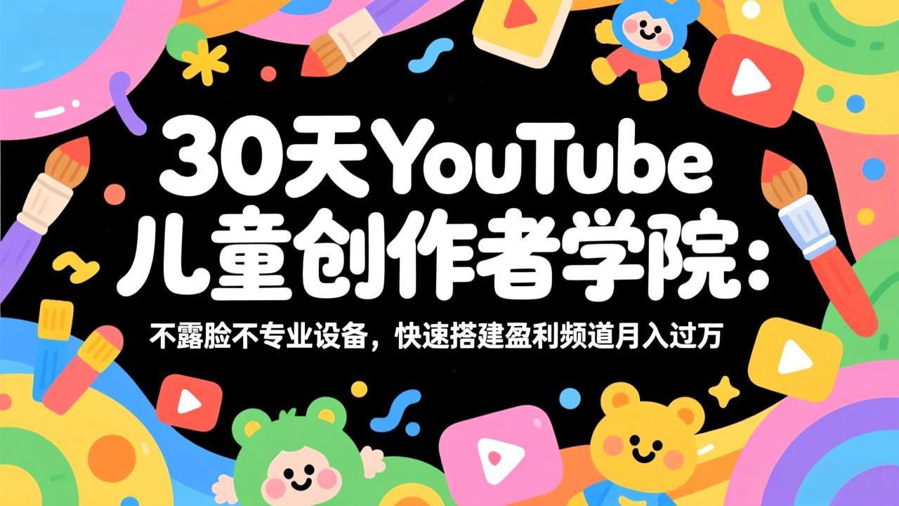 30天YouTube儿童创作者学院：不露脸不专业设备，快速搭建盈利频道月入过万-点子口袋网