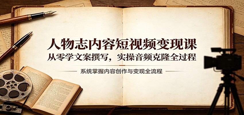 人物志内容短视频变现课：从零学文案撰写，实操音频克隆全过程-点子口袋网